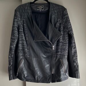 Genuine Leather/Lambswool Moto Jacket